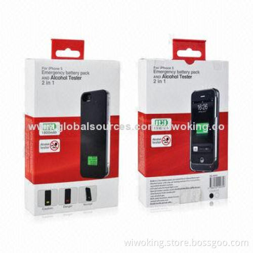 Emergency Battery Pack for iPhone 5, with Alcohol Tester, 2-in-1, New Power Charger Case